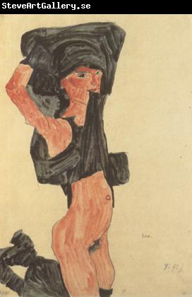 Egon Schiele Kneeling Girl,Disrobing (mk12)